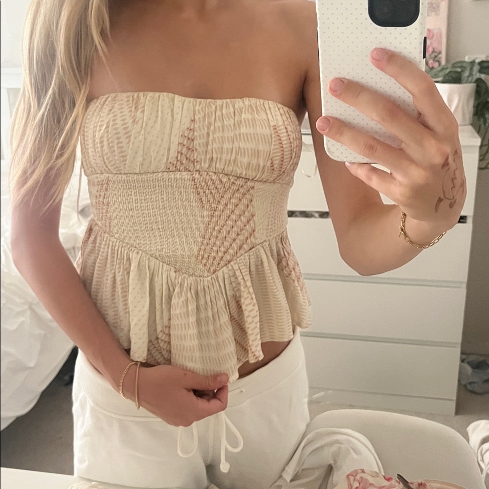 Mahina Cream and Pink Camisole Top